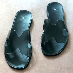 Shade & Shore Women's Bonnie Black Jelly Slide Sandals 6